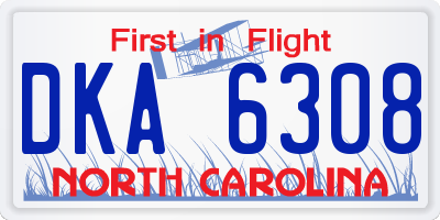 NC license plate DKA6308