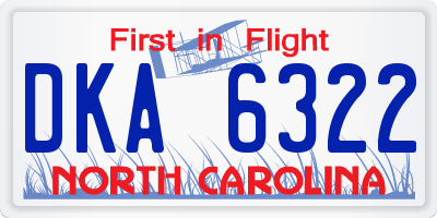 NC license plate DKA6322