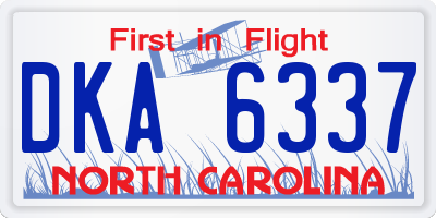NC license plate DKA6337