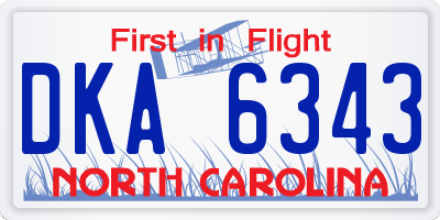 NC license plate DKA6343
