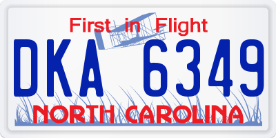 NC license plate DKA6349