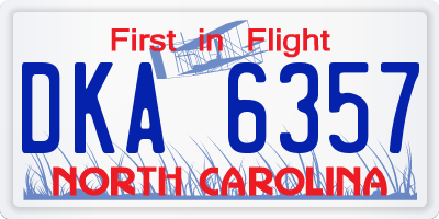 NC license plate DKA6357