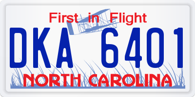 NC license plate DKA6401