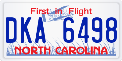 NC license plate DKA6498