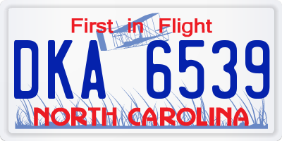 NC license plate DKA6539