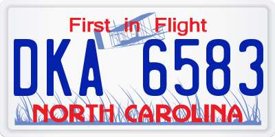 NC license plate DKA6583