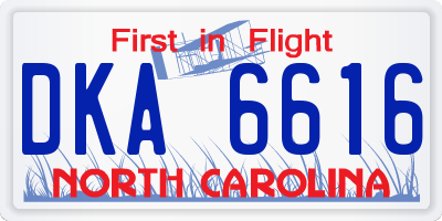 NC license plate DKA6616