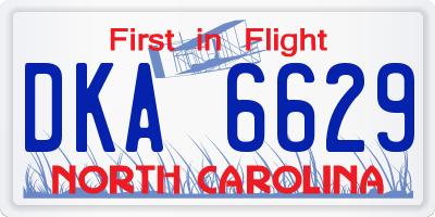 NC license plate DKA6629