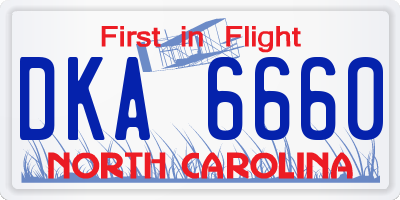 NC license plate DKA6660