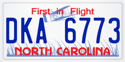 NC license plate DKA6773