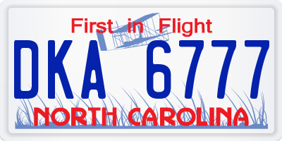 NC license plate DKA6777