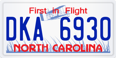 NC license plate DKA6930