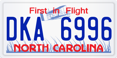 NC license plate DKA6996