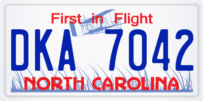 NC license plate DKA7042