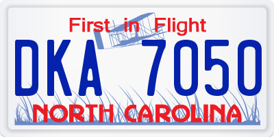 NC license plate DKA7050