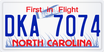 NC license plate DKA7074