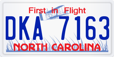 NC license plate DKA7163
