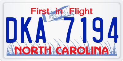 NC license plate DKA7194