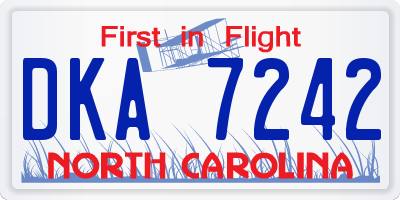 NC license plate DKA7242