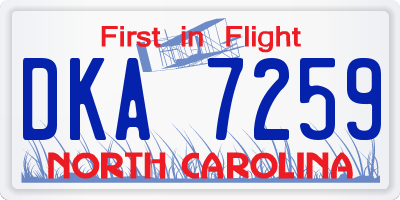 NC license plate DKA7259