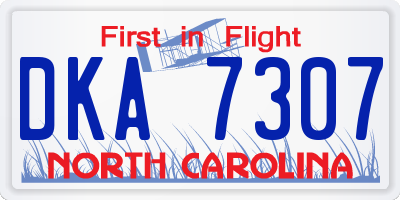 NC license plate DKA7307