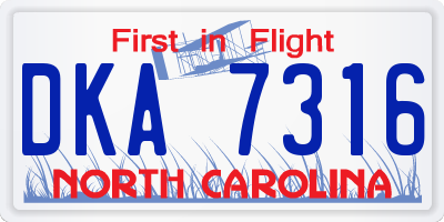 NC license plate DKA7316