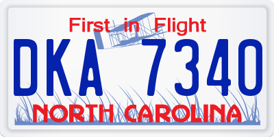 NC license plate DKA7340