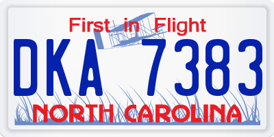 NC license plate DKA7383