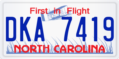 NC license plate DKA7419