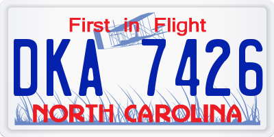 NC license plate DKA7426