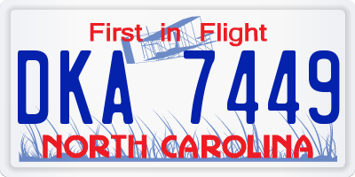 NC license plate DKA7449