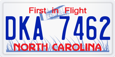 NC license plate DKA7462