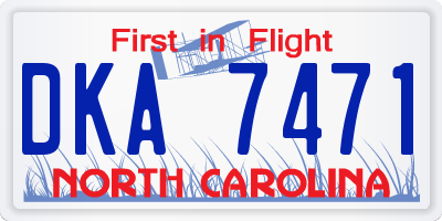 NC license plate DKA7471