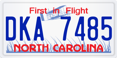 NC license plate DKA7485