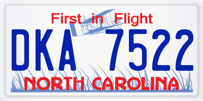 NC license plate DKA7522