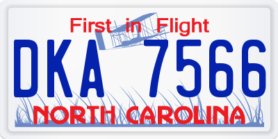 NC license plate DKA7566