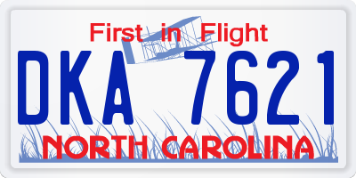 NC license plate DKA7621