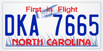 NC license plate DKA7665
