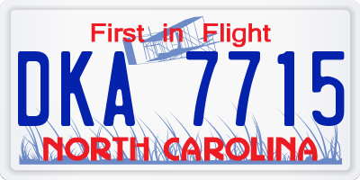 NC license plate DKA7715