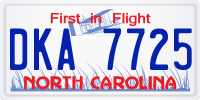 NC license plate DKA7725