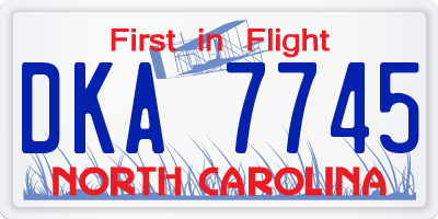 NC license plate DKA7745