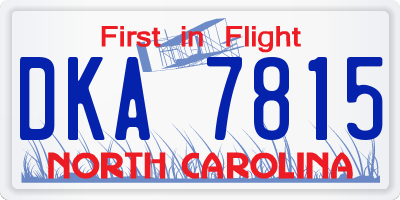 NC license plate DKA7815
