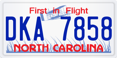 NC license plate DKA7858
