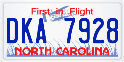 NC license plate DKA7928
