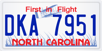 NC license plate DKA7951