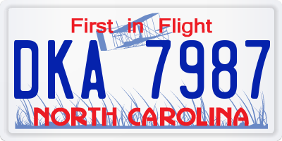 NC license plate DKA7987