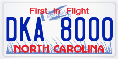 NC license plate DKA8000