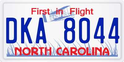 NC license plate DKA8044