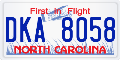 NC license plate DKA8058
