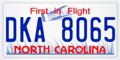 NC license plate DKA8065